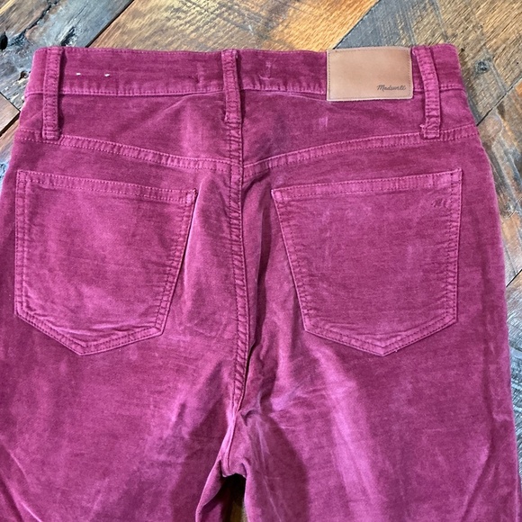 Madewell 10" High-Rise Skinny Jeans Stretch Velvet Dusty Burgundy Women’s 26 - Picture 6 of 9